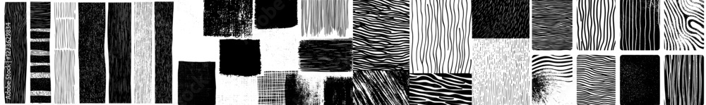 Fototapeta premium Modern seamless backgrounds feature line crosshatch patterns, cross hatch textures created with vintage hand drawn black pen, ink or pencil hatching, forming sketch patterns