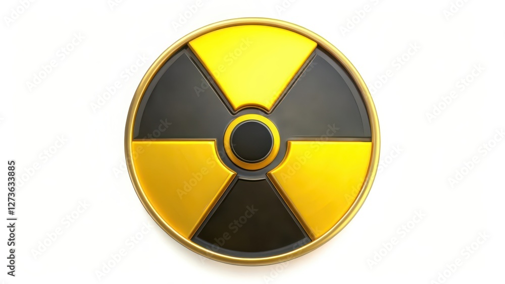 Gold-Black Radiation Symbol on White Background Gold-Black Radiation Symbol on White Background