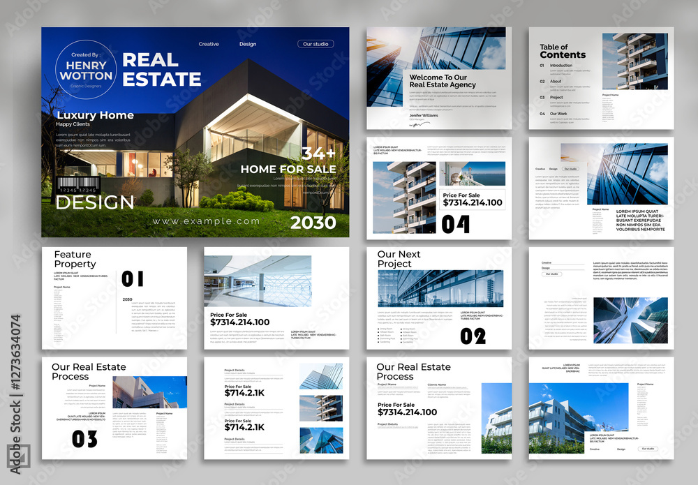 Real Estate Brochure Layout with Landscape Stock Template | Adobe Stock