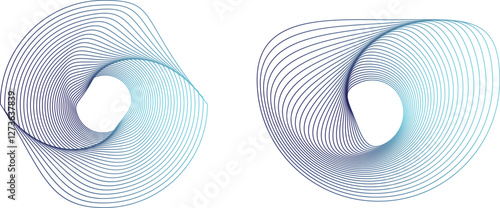 Abstract spiral shapes, geometric patterns, wireframe design, light blue and white gradients, symmetrical composition motion concept, translucent surfaces