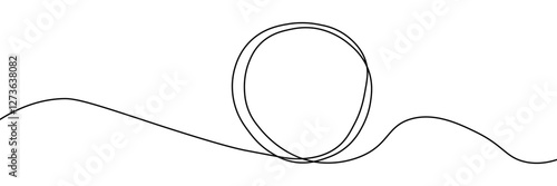 Round frame in continuous line drawing style. Line art of round frame. Abstract background. Vector illustration. 