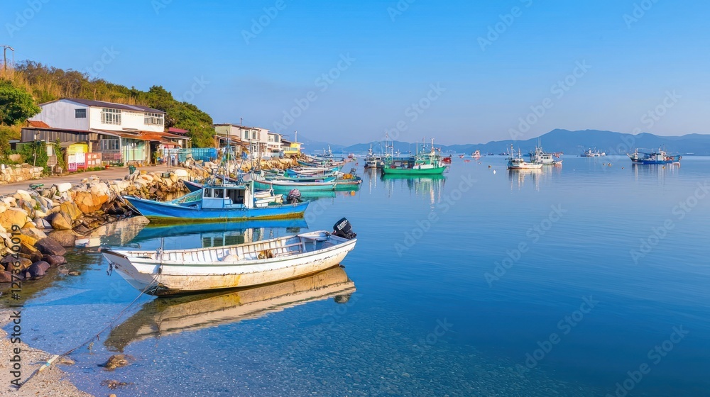 Coastal Fishing Village at Sunrise