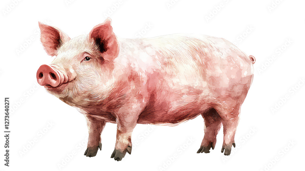 Fototapeta premium pink pig isolated on white transparent background PNG