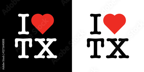I Love TX Texas Red Heart Lettering T-Shirt Sweatshirt Digital Lettering Vector Design