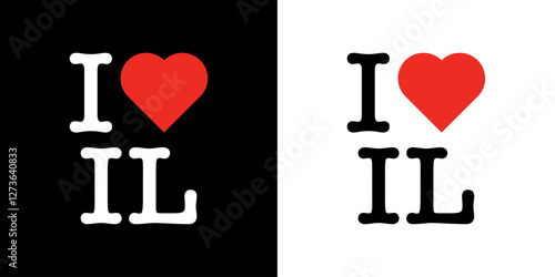 I Love IL Illinois Red Heart Lettering T-Shirt Sweatshirt Digital Lettering Vector Design