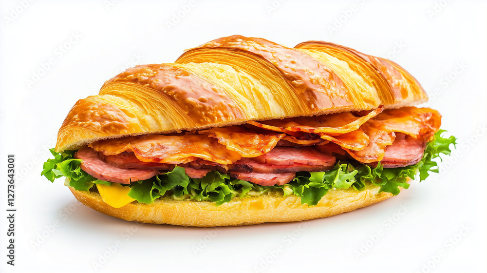 Croissant sandwich isolated on white background Croissant sandwich isolated on white background