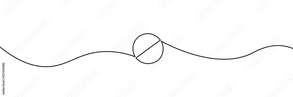 Obraz premium One continuous line drawing of pills medicine . A single line drawing of pills medicine. One line icon. Continuous line tablet icon. Vector illustration
