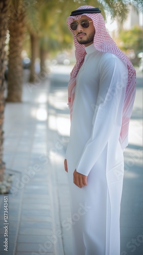 TALL SAUDI YOUNG MAN WERAING THOUBE -
