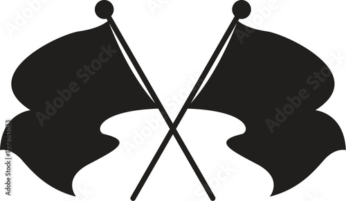 Color guard two crossed black flags silhouette vector file