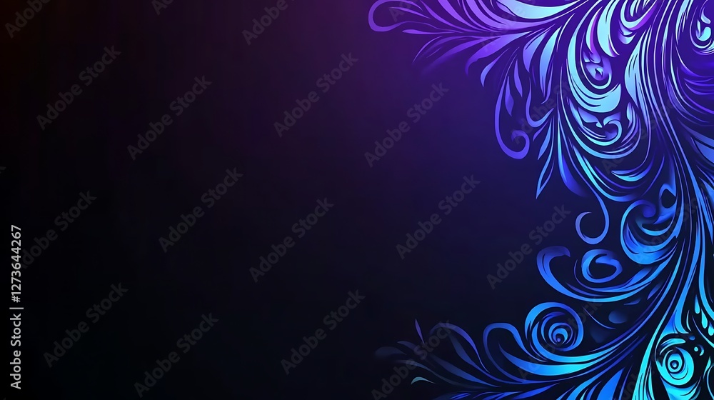 Abstract Blue Floral Design On Dark Background Abstract Blue Floral Design On Dark Background