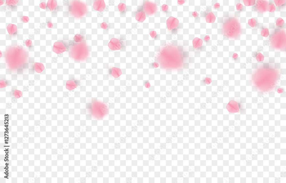 Vector falling petals png. Flying rose, sakura, or cherry blossom petals on a transparent background. Romantic background. Vector falling petals png. Flying rose, sakura, or cherry blossom petals on a transparent background. Romantic background.