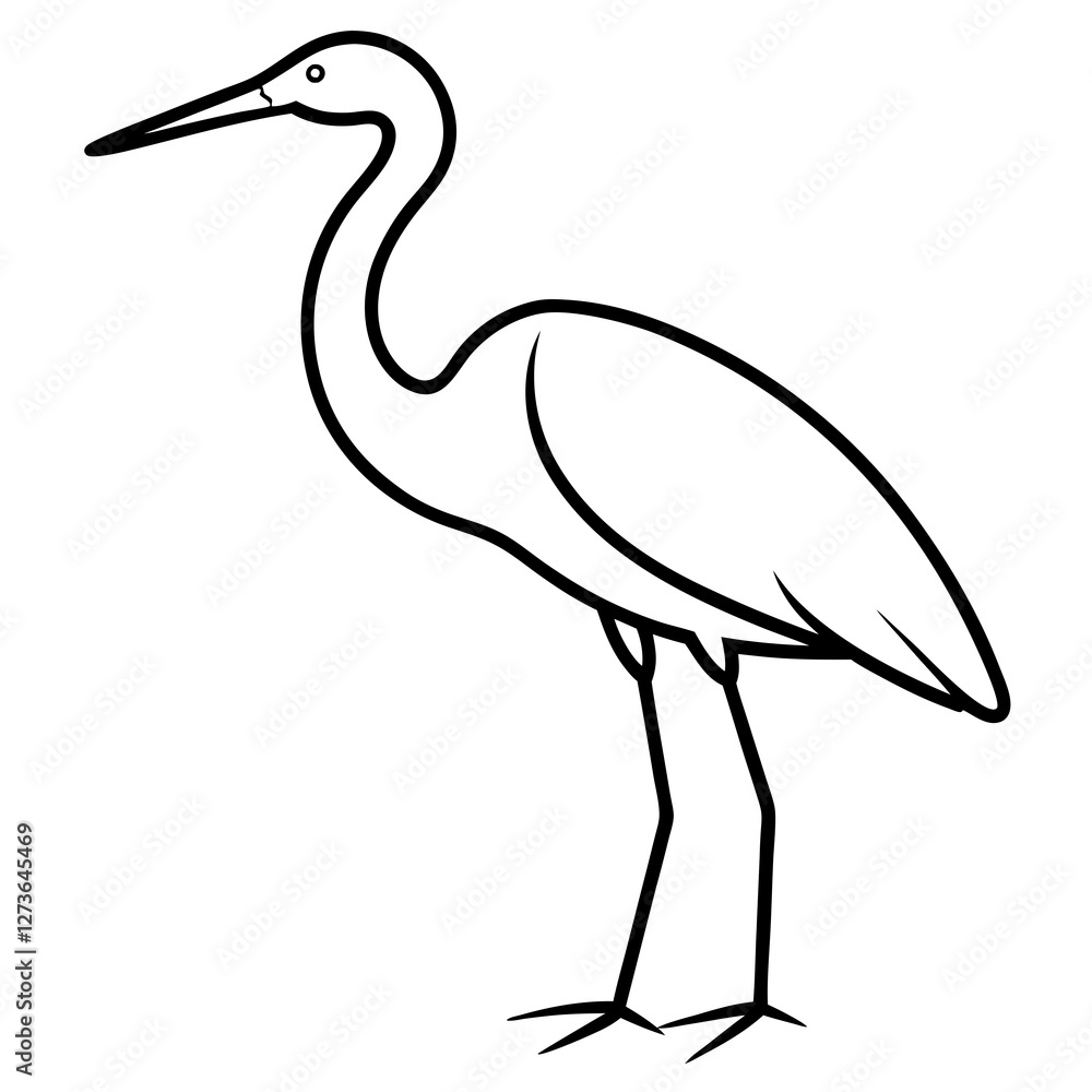 Obraz premium Minimalist Heron Line Art Vector
