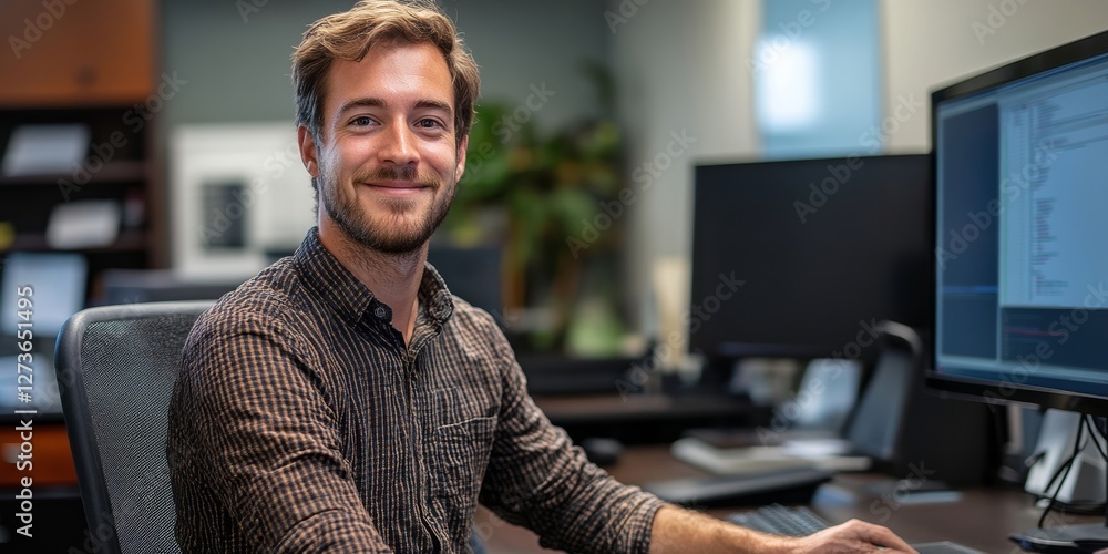 Fototapeta premium Designing the Digital World: Computer Software Engineer at the Helm