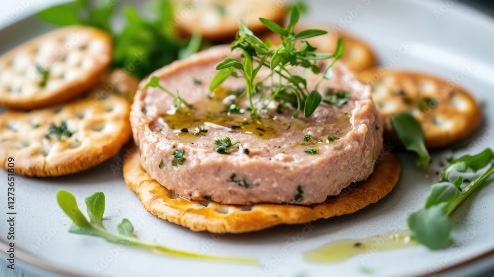 Appetizer: Creamy Pink Pâté on Crispy Crackers Appetizer: Creamy Pink Pâté on Crispy Crackers