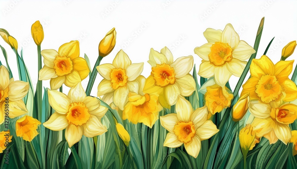 banner of daffodils isolated banner of daffodils isolated
