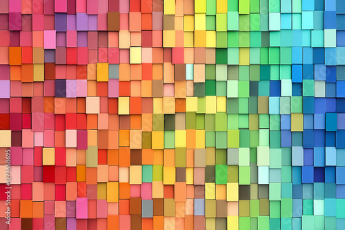 Colorful Gradient Mosaic with Rounded Pixel Tiles in a Vibrant Abstract Pattern