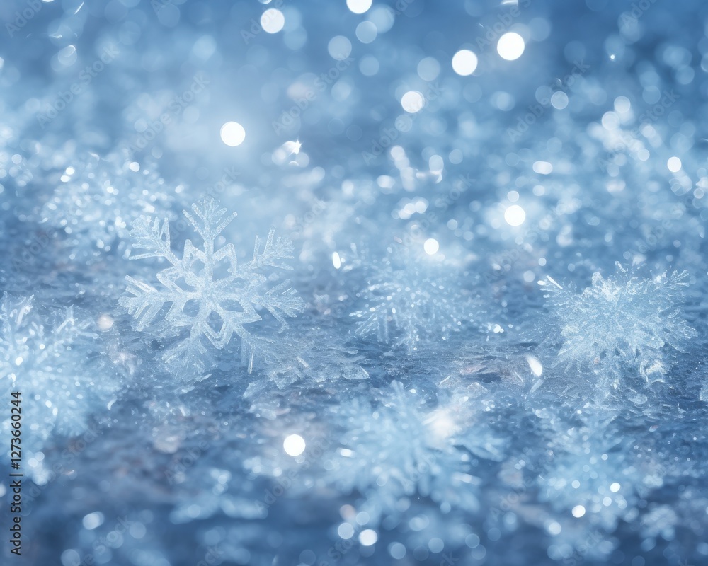 Sparkling snowflakes on blue, holiday decoration. Winter background for greeting card or winter sale Sparkling snowflakes on blue, holiday decoration. Winter background for greeting card or winter sale