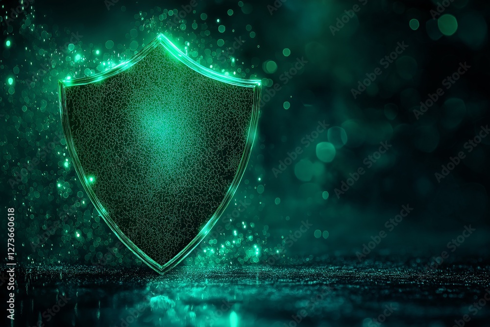Fototapeta premium Guarding against threats abstract shield design in a dark environment digital art