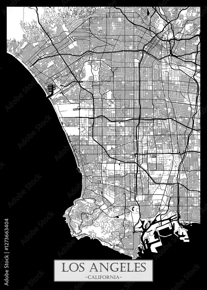 Los Angeles California Map, abstract city banner, colorful urban paint, abstract watercolor, downtown watercolor paint, business city panorama