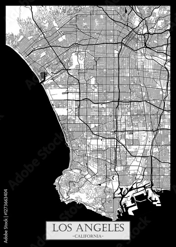 Obraz na płótnie Los Angeles California Map, abstract city banner, colorful urban paint, abstract watercolor, downtown watercolor paint, business city panorama w salonie