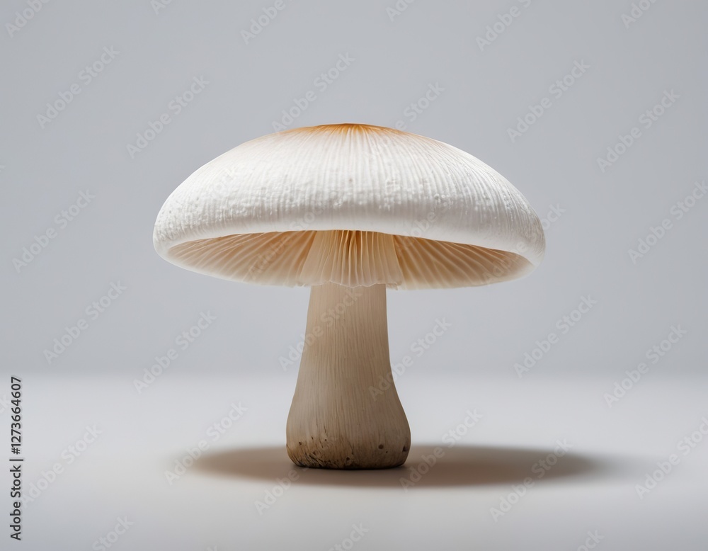 A close-up shot of a fresh white mushroom, showcasing its smooth texture and delicate gills. A close-up shot of a fresh white mushroom, showcasing its smooth texture and delicate gills.