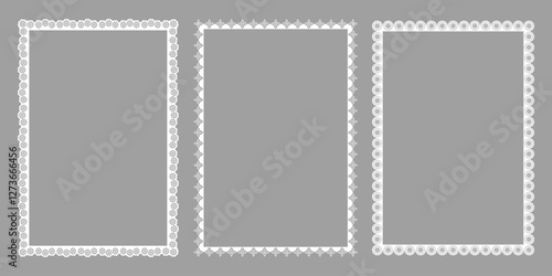 Vintage Lace Cut A4 Frames. Vector Illustration for invitation card, flyer, poster, page border etc.