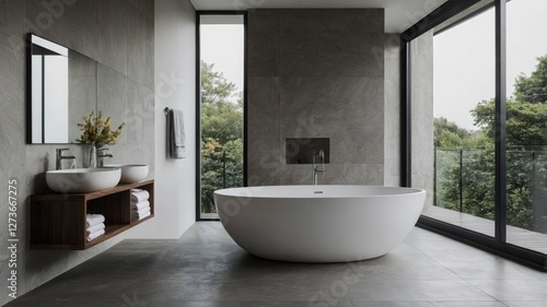 Panoramic glass wall ensuring a refreshing view of lush greenery