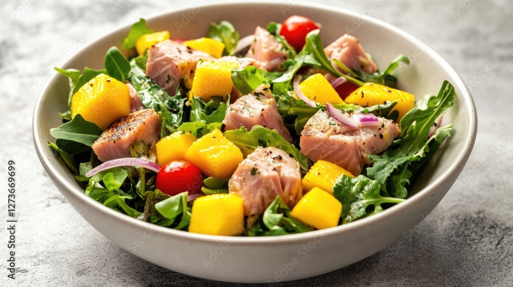Delicious Grilled Tuna Salad with Mango and Greens Delicious Grilled Tuna Salad with Mango and Greens