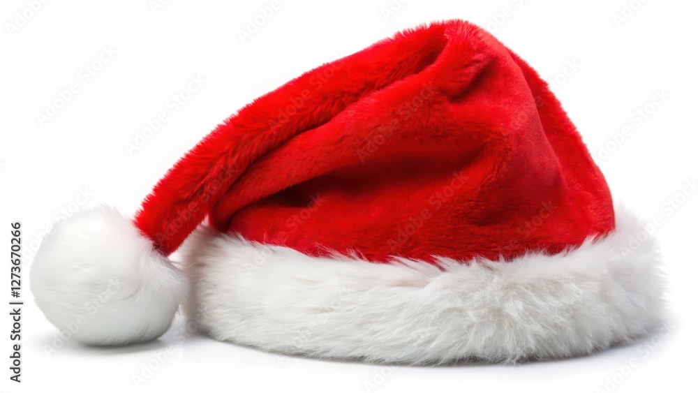 Santa Hat, Red, White, Fur, Christmas, Isolated Santa Hat, Red, White, Fur, Christmas, Isolated