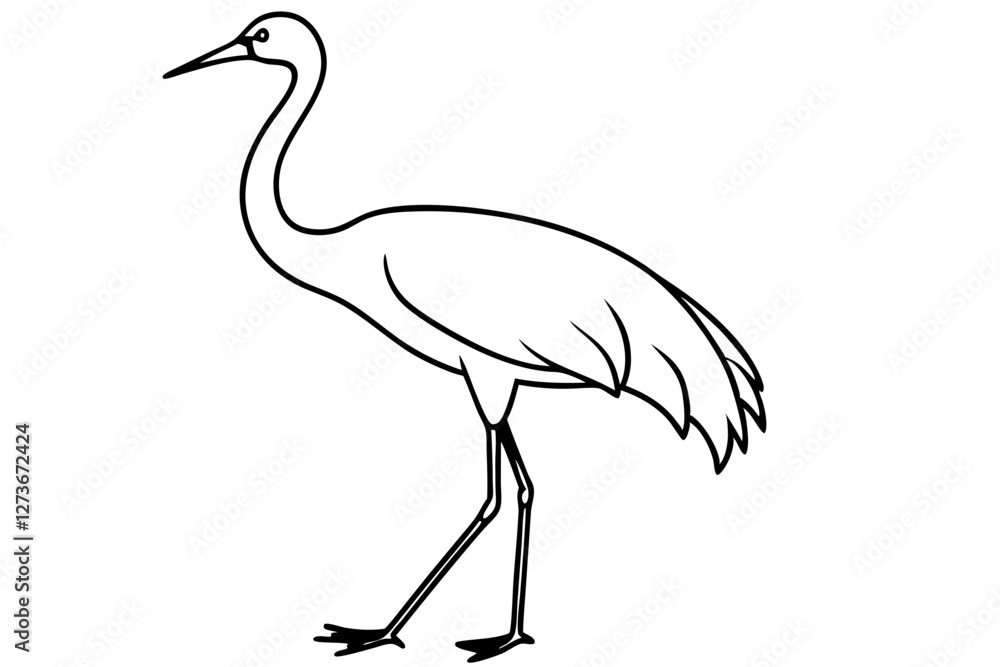 Obraz premium Minimal Crane Line Art