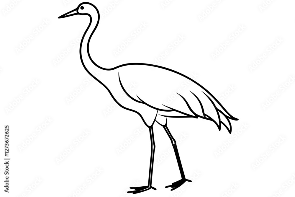 Obraz premium Minimal Crane Line Art