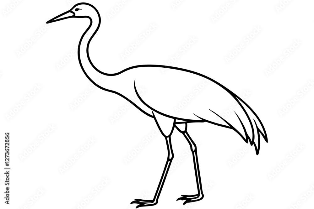 Obraz premium Minimal Crane Line Art