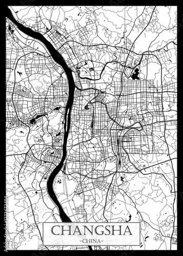 Changsha China Map, City downtown, abstract travel art, modern background, colorful graphic design, new office banner, art, street view