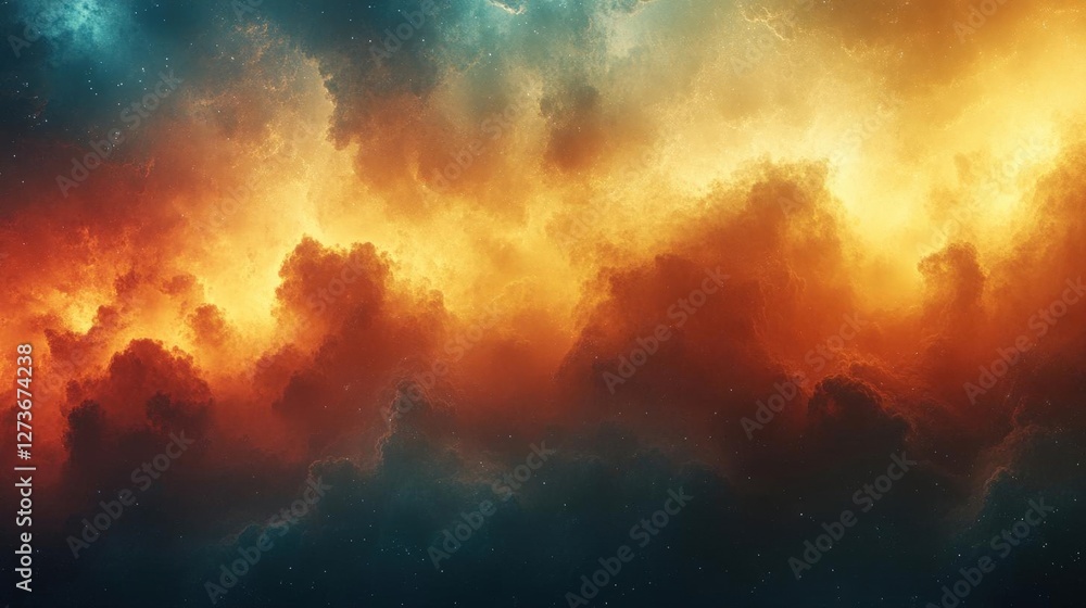 Fototapeta premium Colorful Orange Nebula In Deep Space