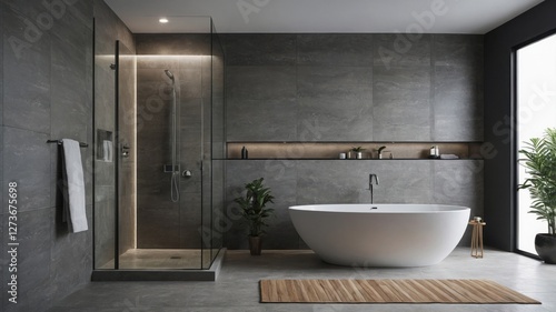 Minimalist décor emphasizing clean lines and open space near the large window