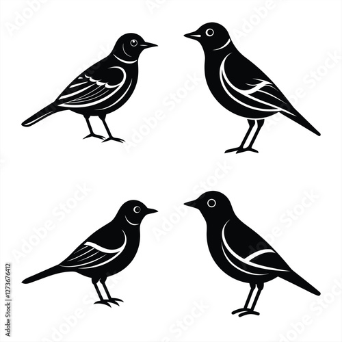 Stylized Lark Silhouette Vector  Icon set Ideal for Logos & Artwork.