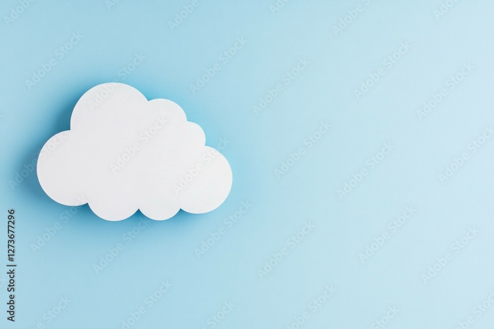 Minimalistic white cloud on a soft blue background, ideal for illustrating concepts like dreams, imagination, and tranquility in a stylish manner Minimalistic white cloud on a soft blue background, ideal for illustrating concepts like dreams, imagination, and tranquility in a stylish manner