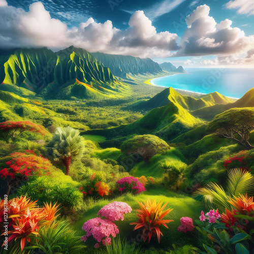 Stunning Hawaiian Landscape with Tropical Scenery