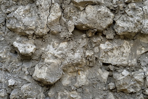 Stone wall background, in construction, outdoor, with a grey, aged texture. Suitable for a building facade