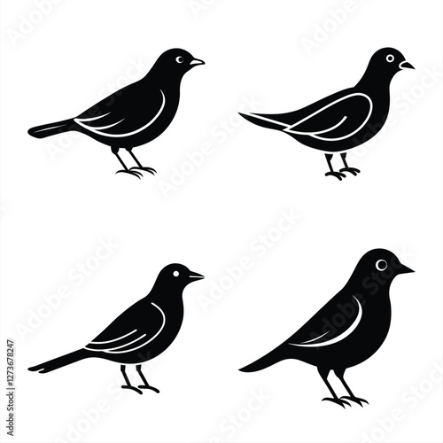 Graceful Lark Bird Icon  White Background Vector.