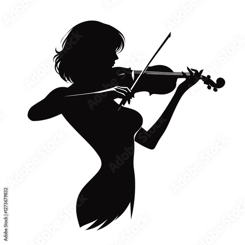Woman playing the violin silhouette