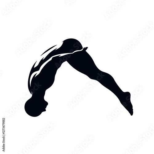 Diver performing a jump silhouette