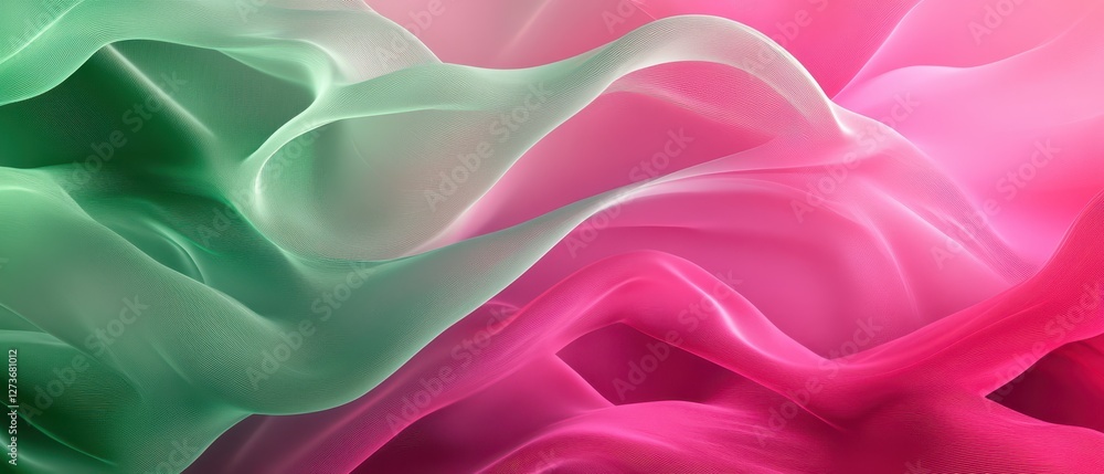 Obraz premium Abstract Japanese textile pattern with interwoven yellow and green waves, dynamic and fluid design