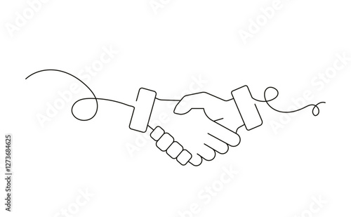 Continuous Line Drawing of a Handshake – Business Agreement and Partnership Concept