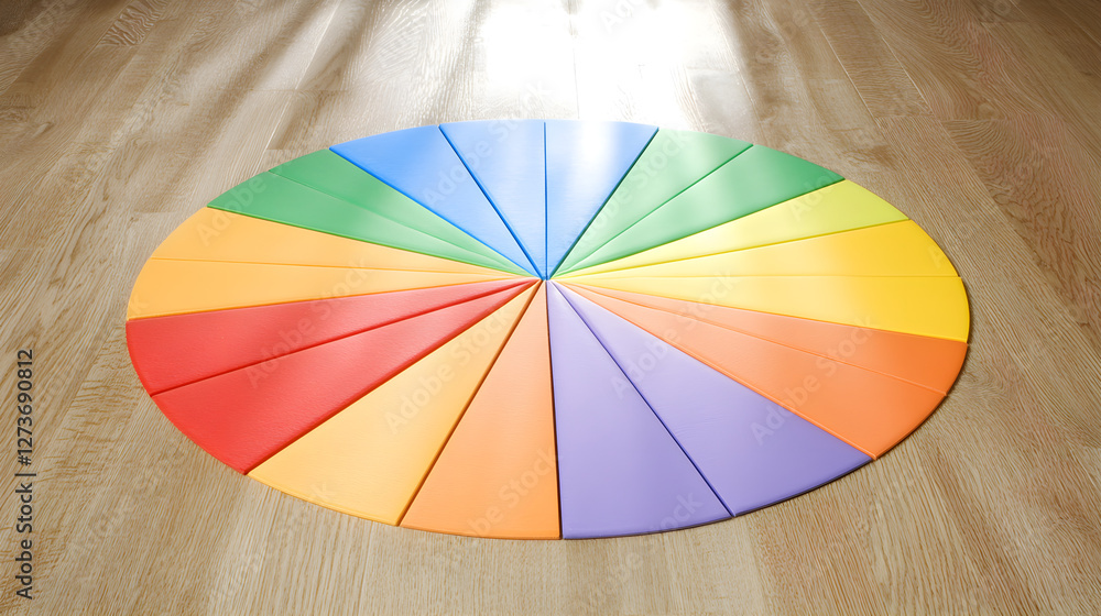 Obraz premium Creative color wheel display indoor studio graphic design bright and vibrant top-down view color theory concept
