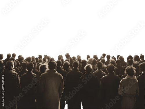 Isolated Crowd of People in Silhouette