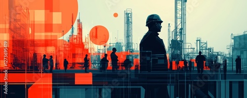 Bold graphic design highlighting the pressing issue of labor shortage with stark contrast and dynamic lines, indicative of economic challenges and employment