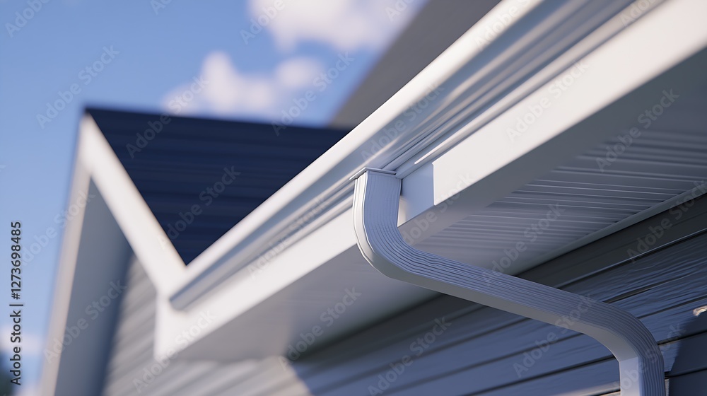 Modern Gutter System on a Residential Home Showing Drainage Design : Generative AI