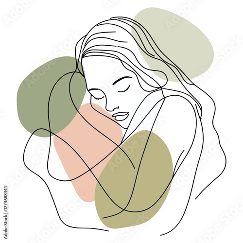 Abstract woman line art illustration minimalist drawing vector
