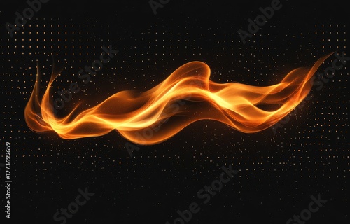 Fire on a black background, isolated against a black background, in a simple and clean style.